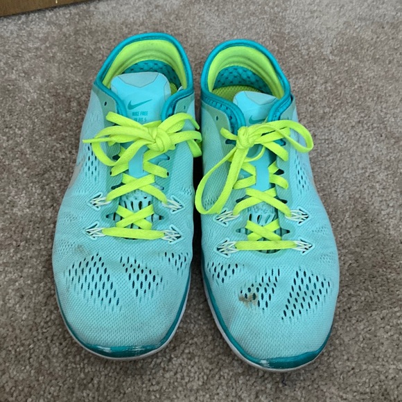Nike Shoes - Nike Free Blue/Green/Neon Yellow TR Fit 5 Shoes